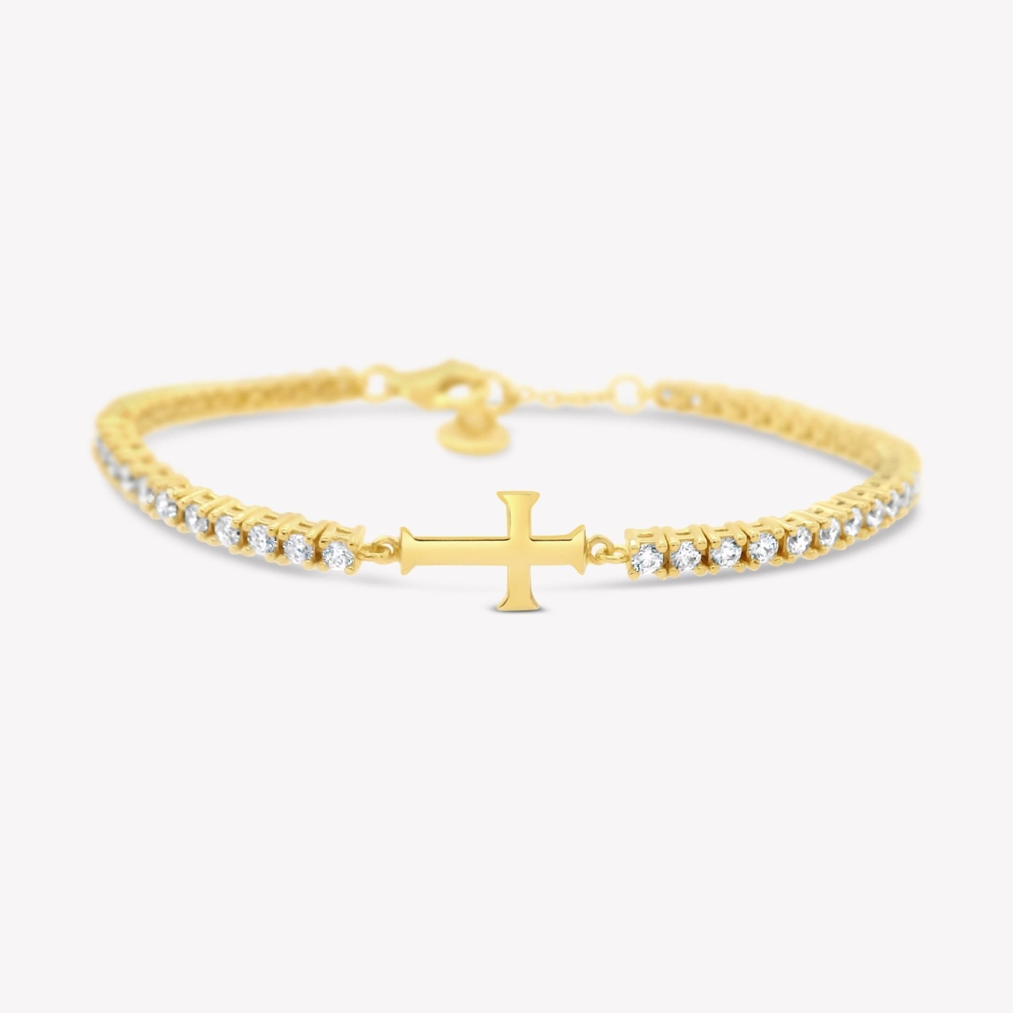 Rizen Luminous Cross Tennis Bracelet | Gold Vermeil - Juli's Wearable Art