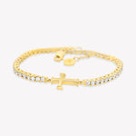 Rizen Luminous Cross Tennis Bracelet | Gold Vermeil - Juli's Wearable Art