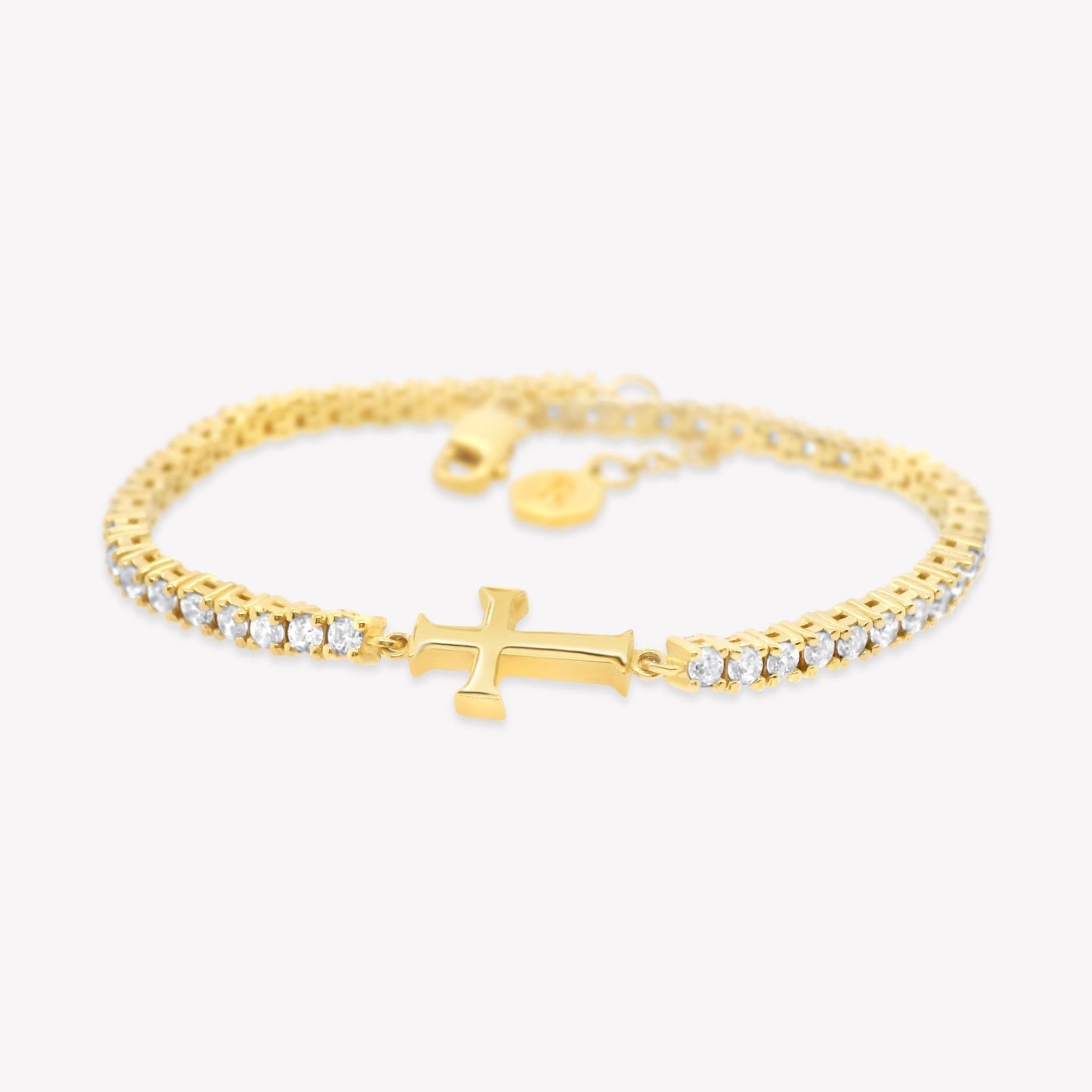Rizen Luminous Cross Tennis Bracelet | Gold Vermeil - Juli's Wearable Art