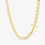 Rizen Luminous Cross Tennis Necklace | Gold Vermeil - Juli's Wearable Art