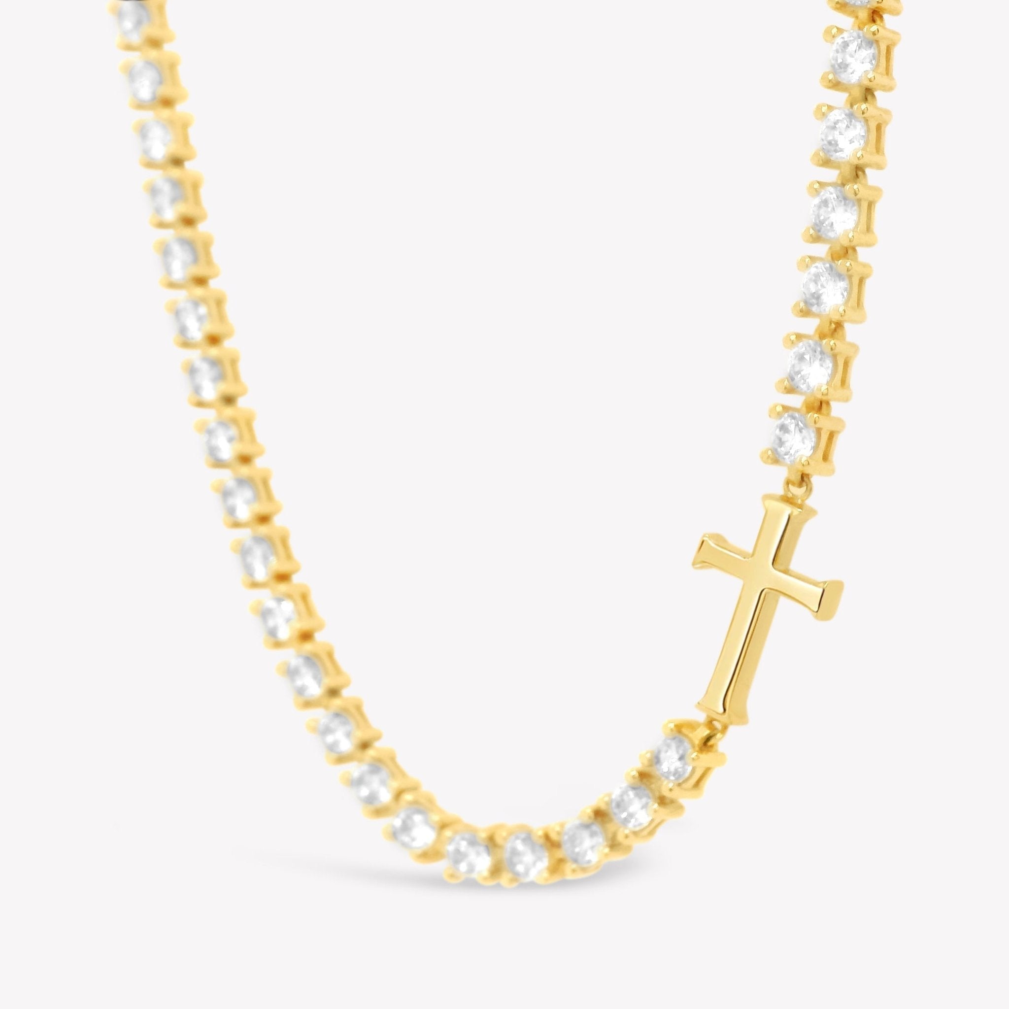 Rizen Luminous Cross Tennis Necklace | Gold Vermeil - Juli's Wearable Art