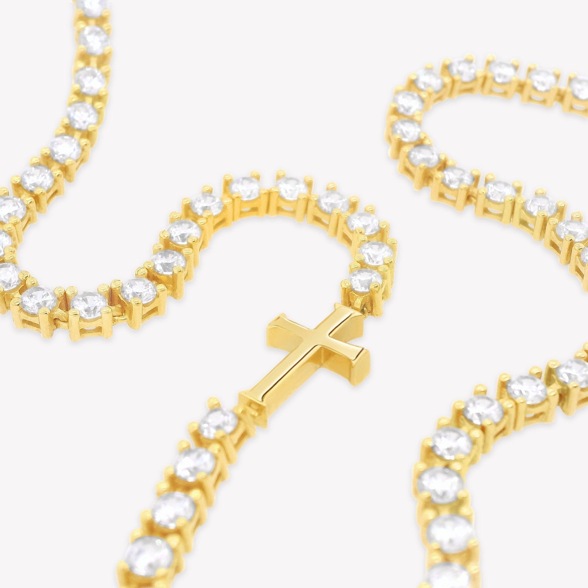 Rizen Luminous Cross Tennis Necklace | Gold Vermeil - Juli's Wearable Art