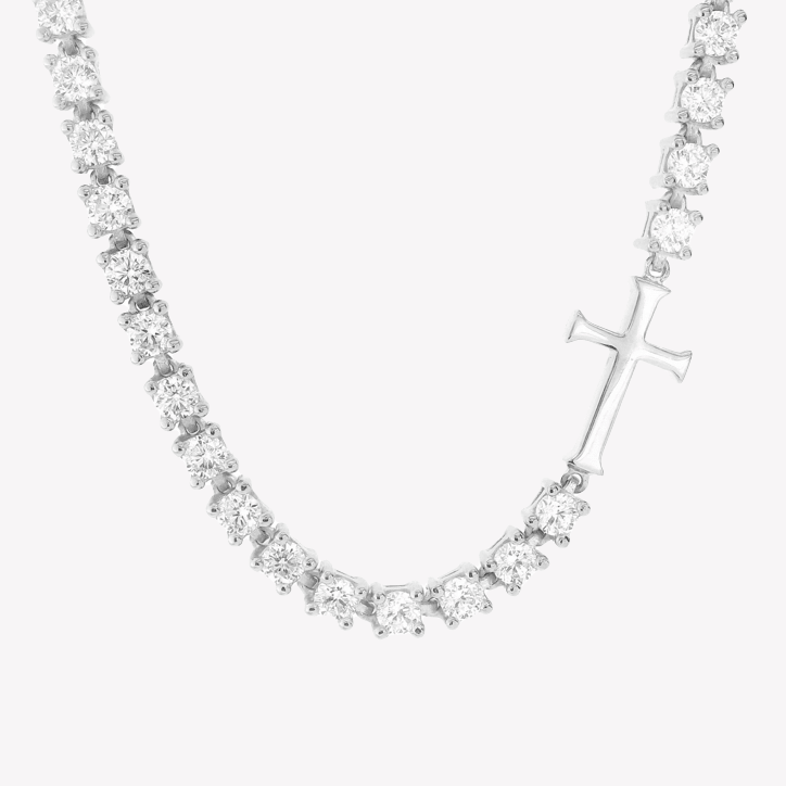 Rizen Luminous Cross Tennis Necklace | Sterling Silver - Juli's Wearable Art
