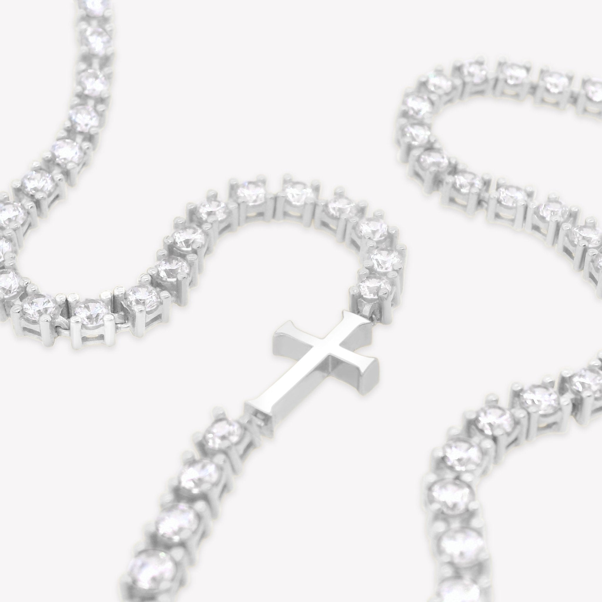 Rizen Luminous Cross Tennis Necklace | Sterling Silver - Juli's Wearable Art