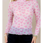 Ronda Hearts Print Merrow Mesh Top - Juli's Wearable Art