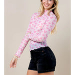 Ronda Hearts Print Merrow Mesh Top - Juli's Wearable Art