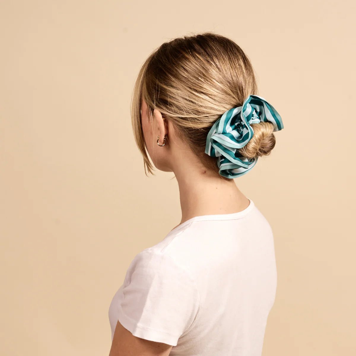 Ruffle Up Scrunchie | Sicily Stripes Teal - Juli's Wearable Art