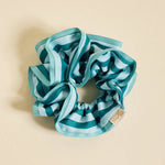 Ruffle Up Scrunchie | Sicily Stripes Teal - Juli's Wearable Art