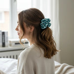 Ruffle Up Scrunchie | Sicily Stripes Teal - Juli's Wearable Art