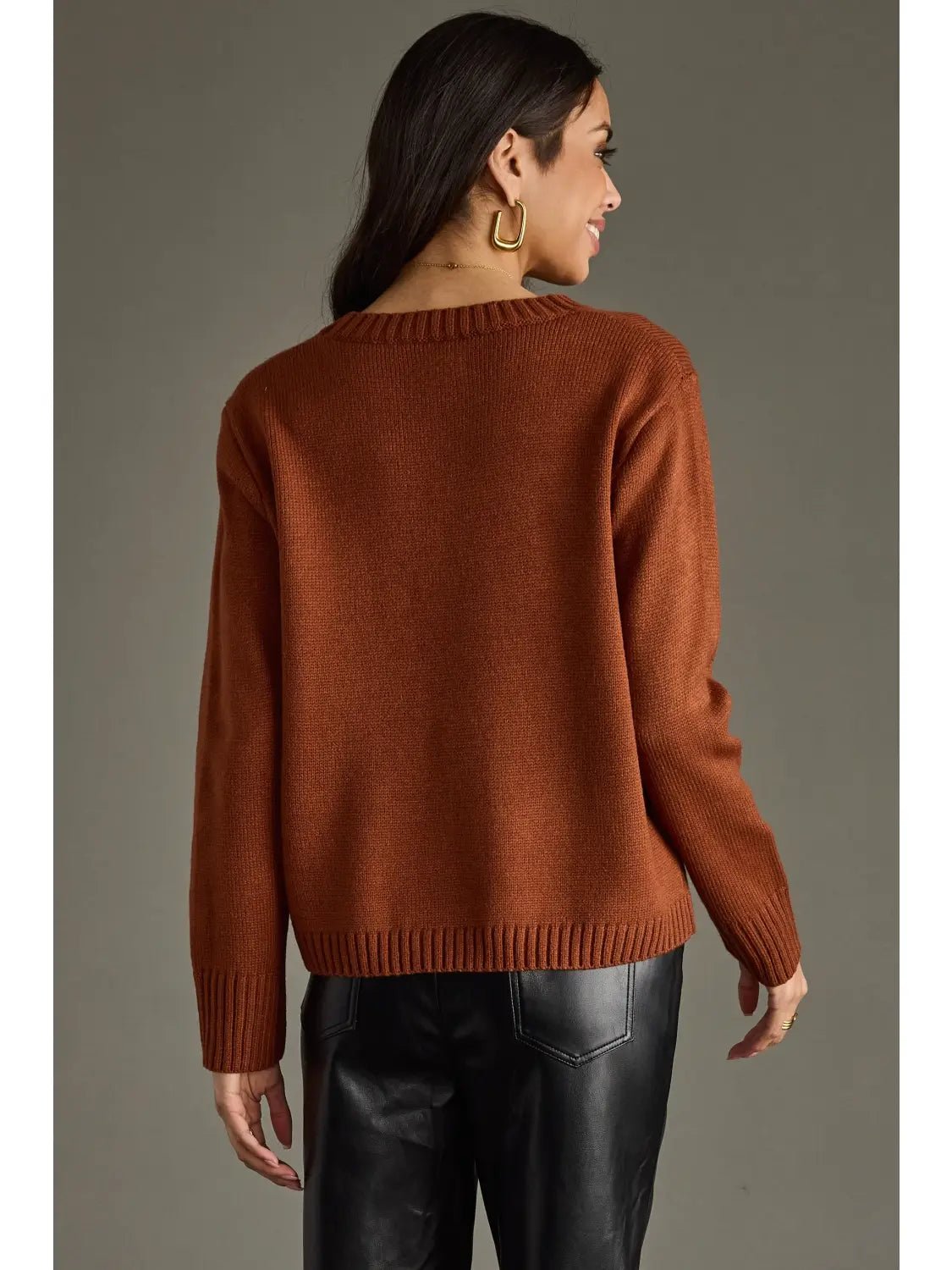 Rust Knit “Bourbon Weather” Sweater - Juli's Wearable Art