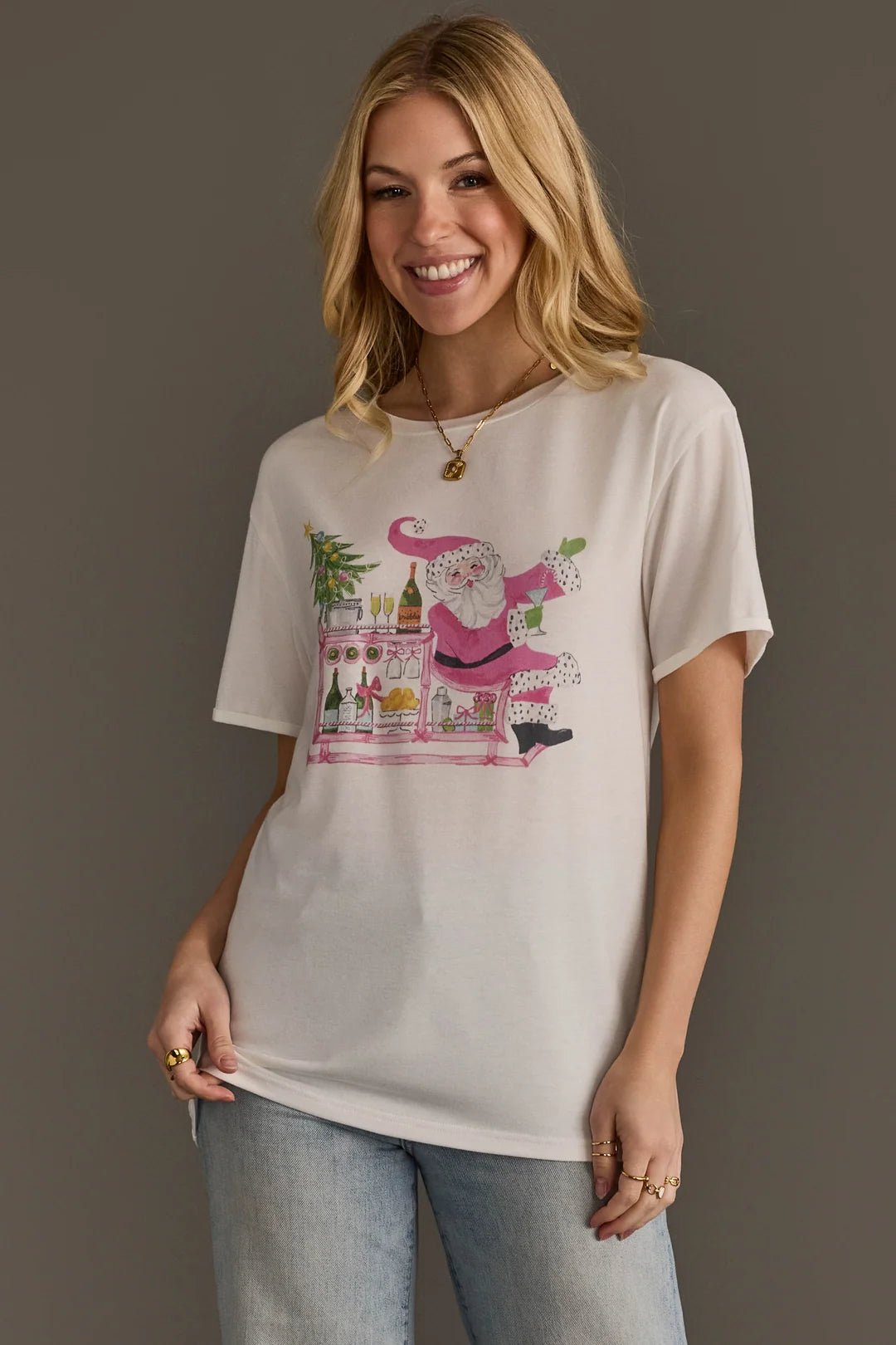 Santa Bar Cart Tee - Juli's Wearable Art
