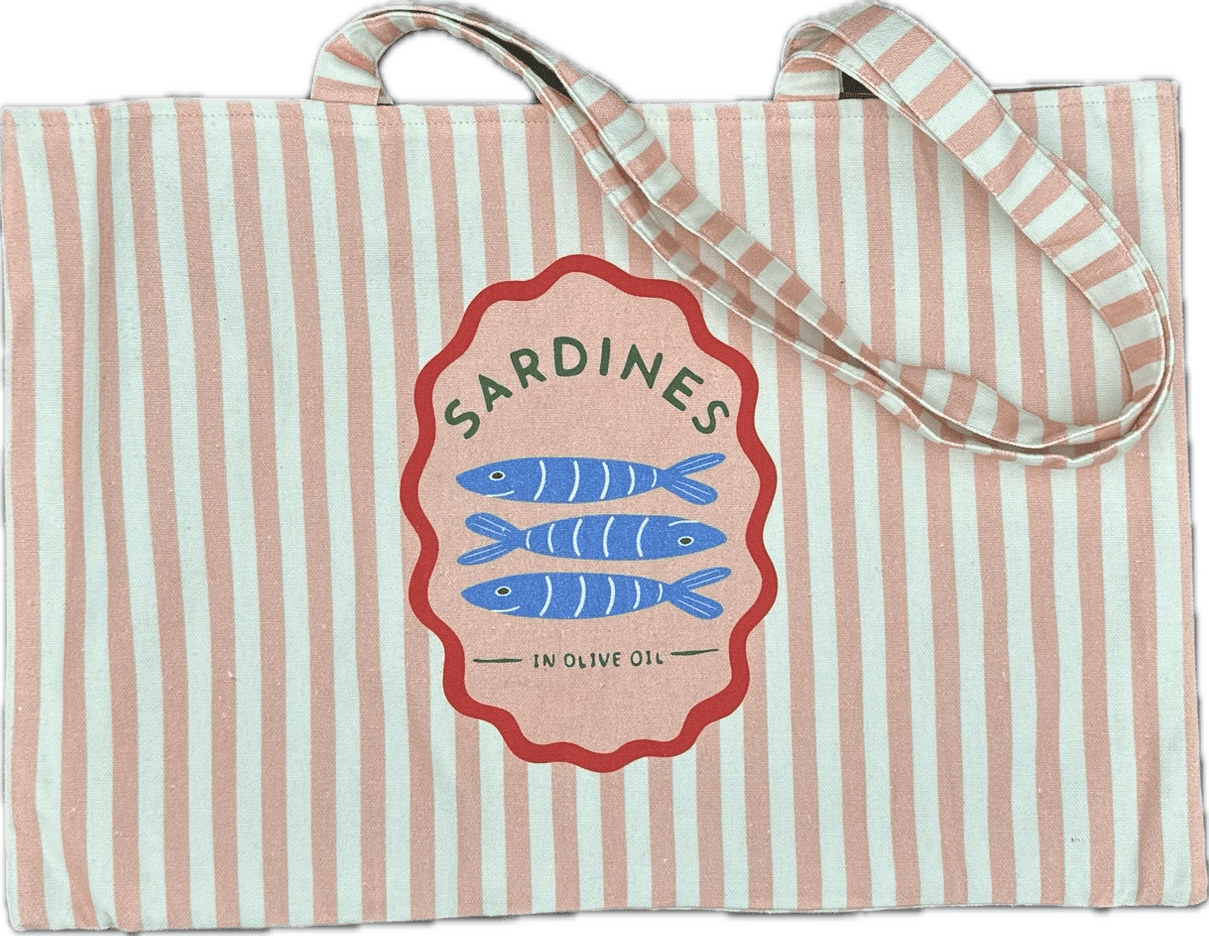 Sardine Striped Canvas Tote Bag