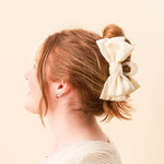 Satin Bow Claw Clip - Cream - Juli's Wearable Art