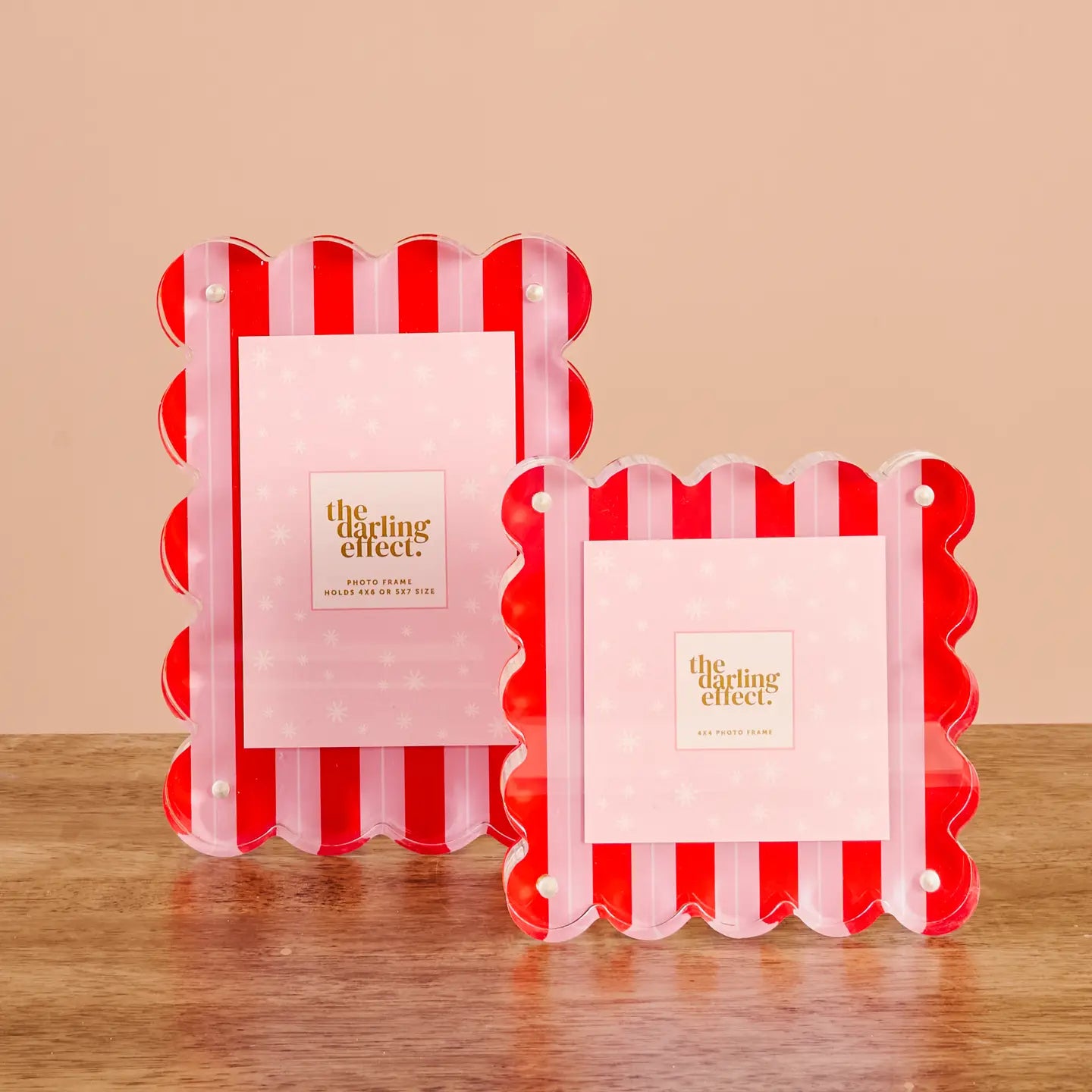 Frame Jul Scalloped Acrylic Frames | Pink & Red Stripes – Juli's Wearable Art
