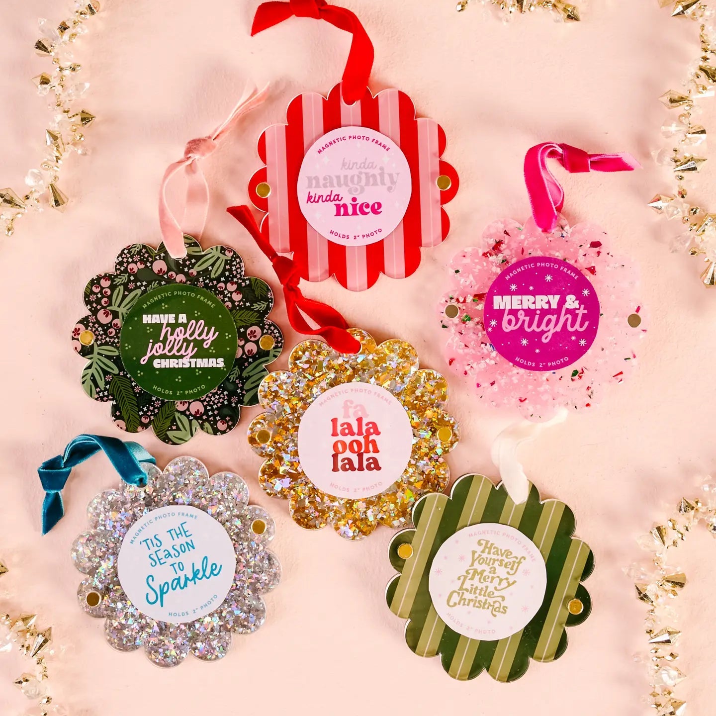 Scalloped Round Picture Frame Ornaments - Juli's Wearable Art