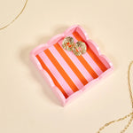 Scalloped Trinket Tray | Sicily Stripes Pink - Juli's Wearable Art