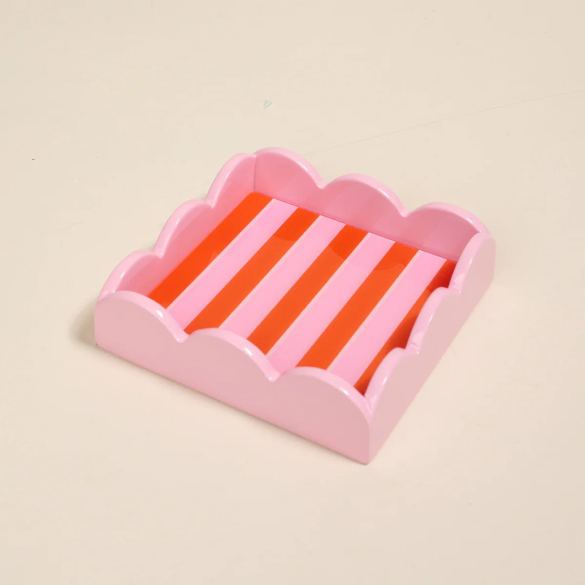 Scalloped Trinket Tray | Sicily Stripes Pink