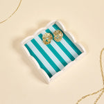 Scalloped Trinket Tray | Sicily Stripes Teal - Juli's Wearable Art