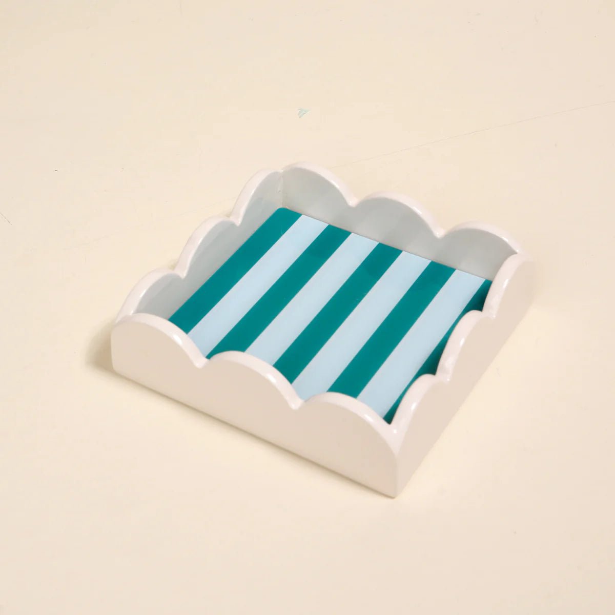 Scalloped Trinket Tray | Sicily Stripes Teal