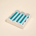 Scalloped Trinket Tray | Sicily Stripes Teal - Juli's Wearable Art