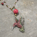 Scents Of Summer Hummingbird Pink Necklace - Juli's Wearable Art