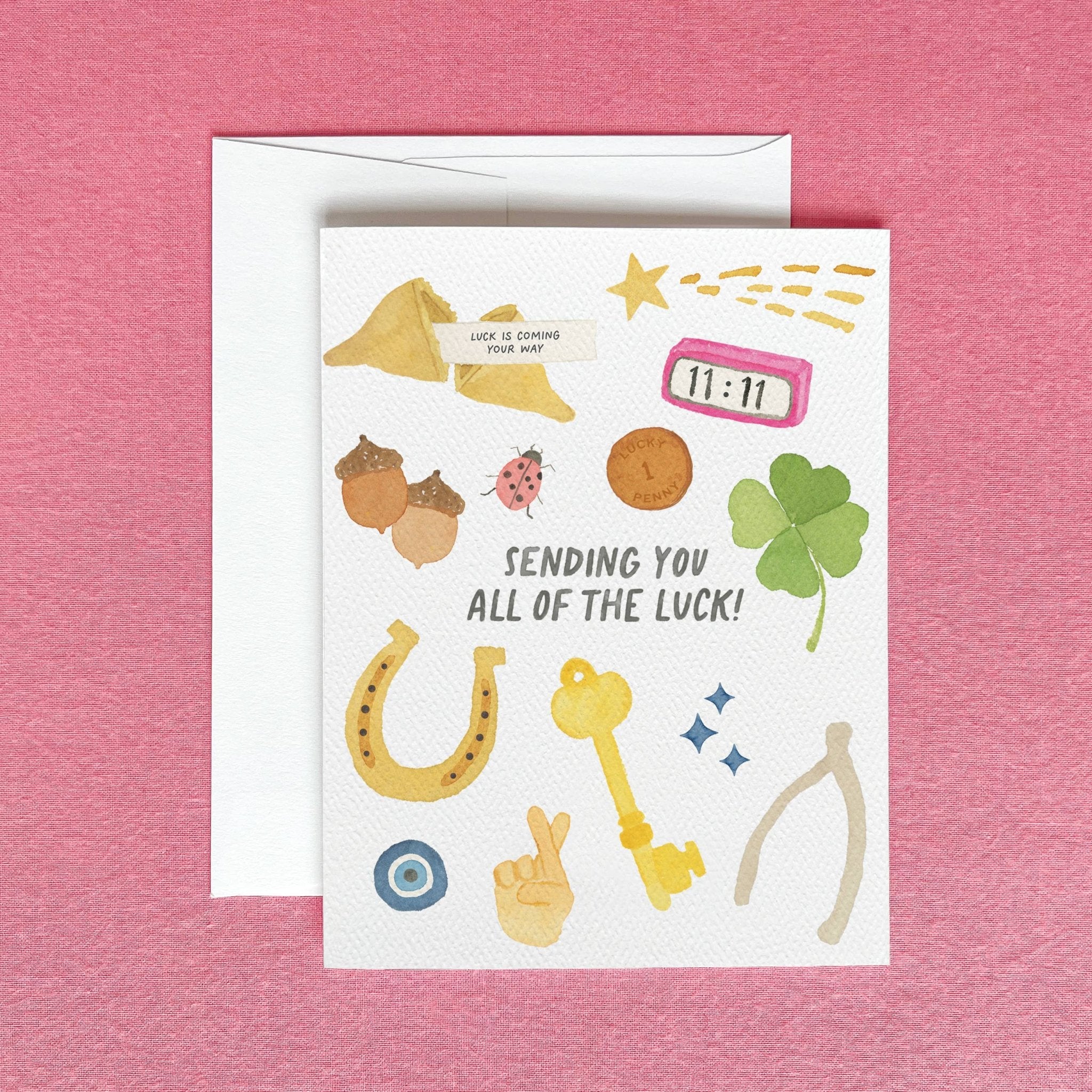 Sending You All of The Luck Greeting Card | Good Luck Card - Juli's Wearable Art