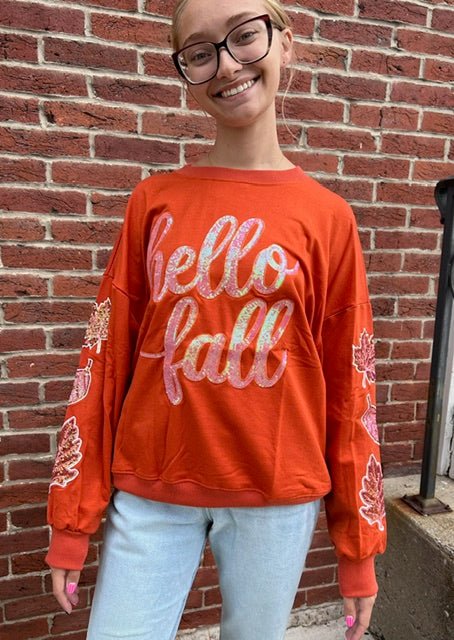 Sequin “Hello Fall” Sweatshirt