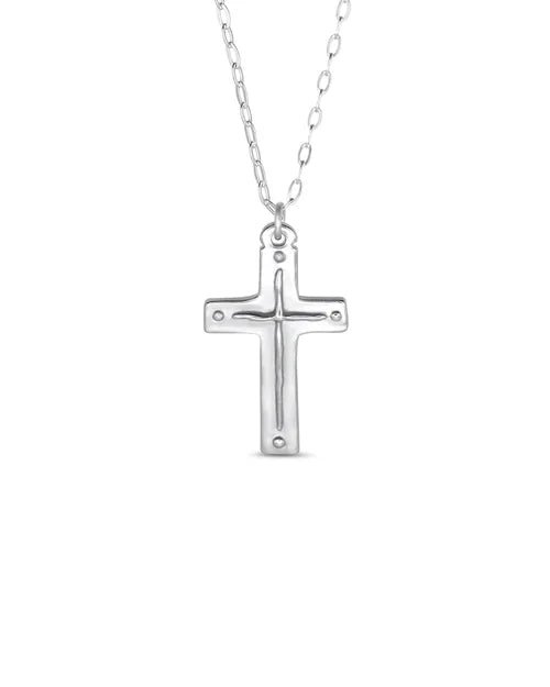 Silver Cross 22" Necklace | Titus 3:4–5 Scripture Pendant