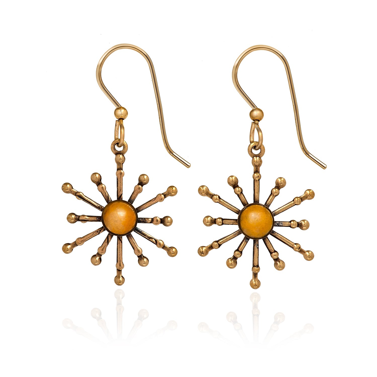 Silver Forest Bright Golden Sun Earrings