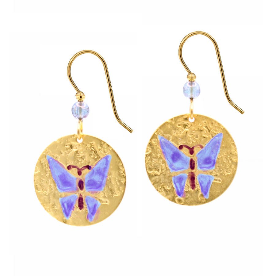 Silver Forest Butterfly Disk Earrings - Juli's Wearable Art