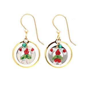 Silver Forest Candy Canes in Circles Earrings - Juli's Wearable Art