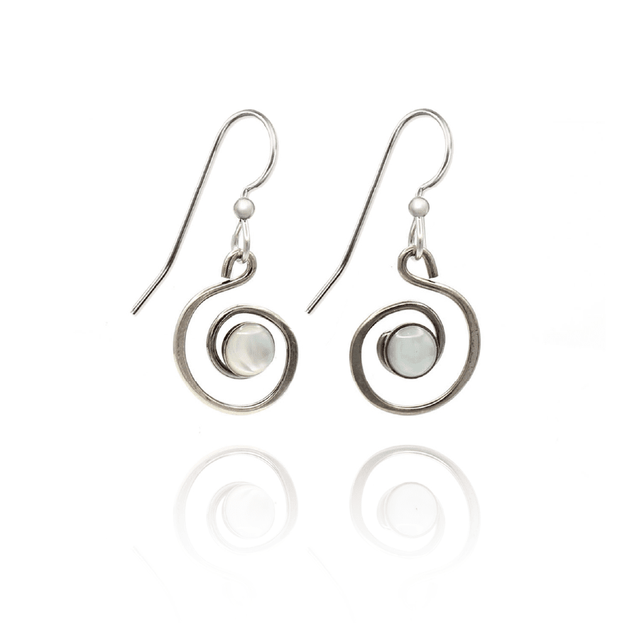 Silver Forest Coil & Stone Earrings - Juli's Wearable Art