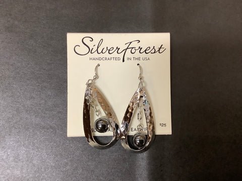 Silver Forest Contemporary Teardrop & Bead Earrings - Juli's Wearable Art