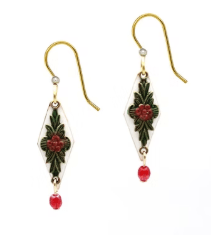 Silver Forest Diam with Leaves + Flower Earrings - Juli's Wearable Art