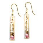 Silver Forest Flower & Bead Rectangle Drop Earrings - Juli's Wearable Art