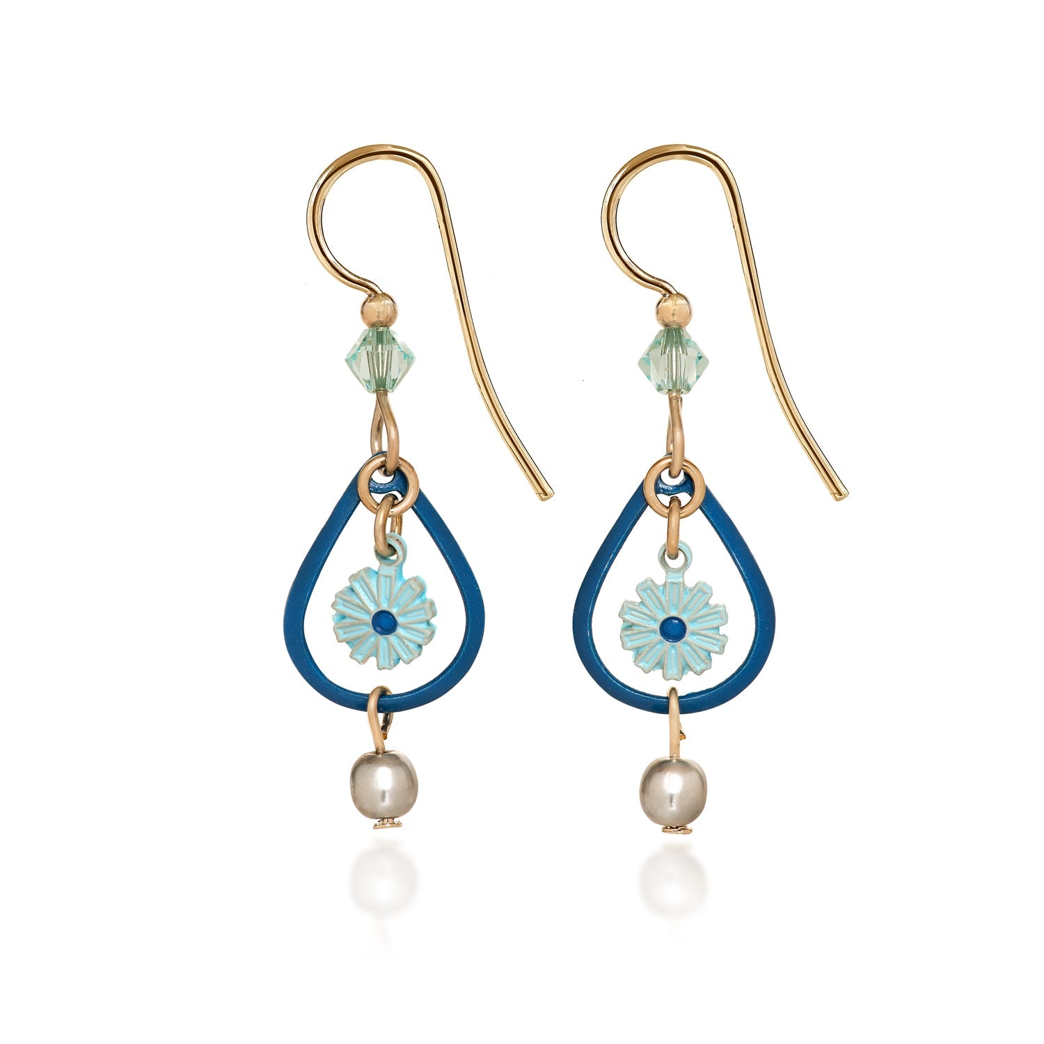 Silver Forest Flower in Open Teardrop Earrings - Juli's Wearable Art