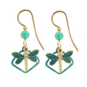 Silver Forest Framed Dragonfly Beaded Earrings - Juli's Wearable Art