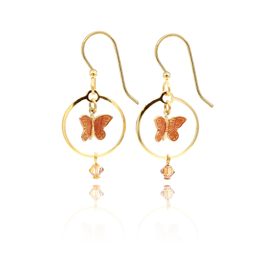 Silver Forest Gold Butterfly Dangle Earrings - Juli's Wearable Art