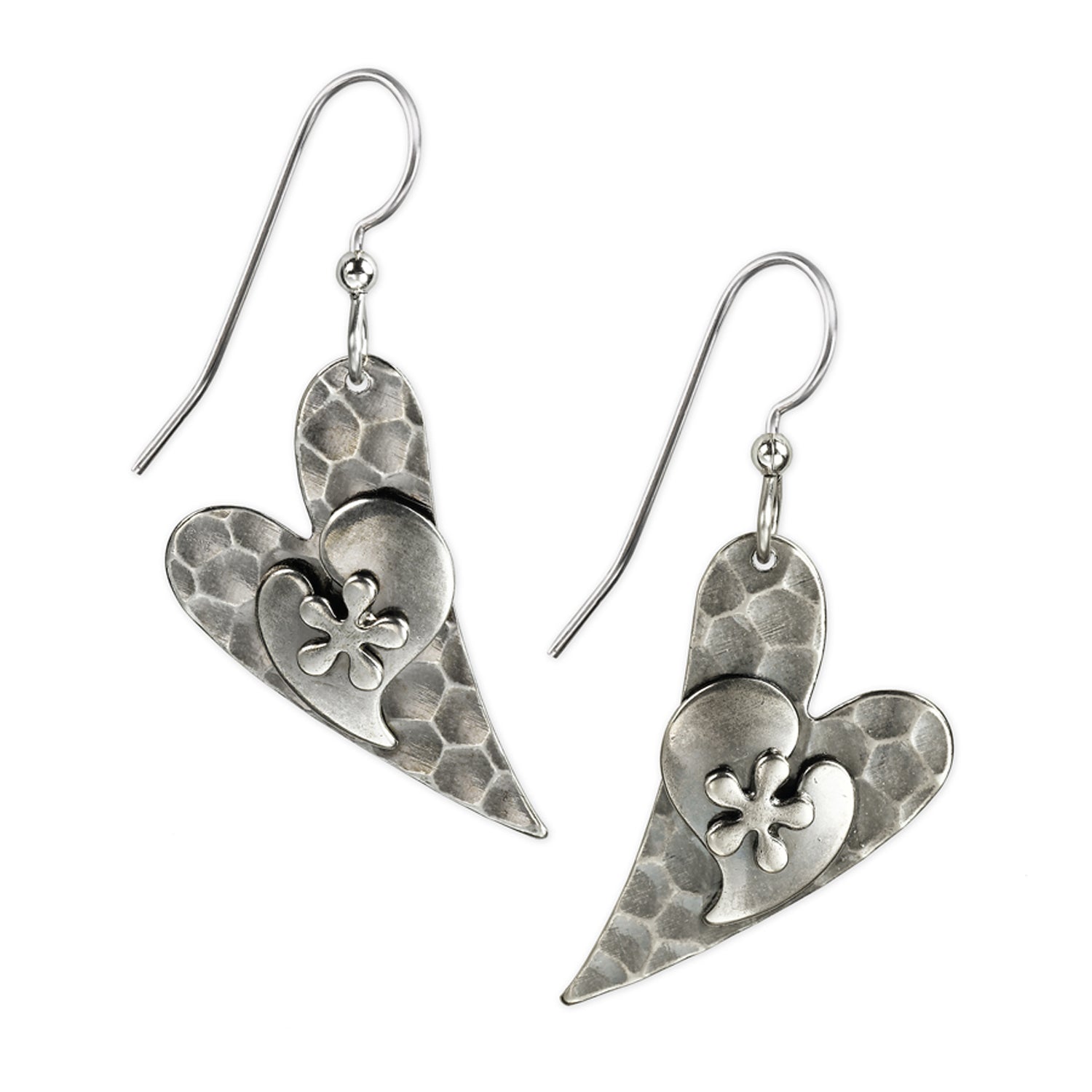 Silver Forest Heart Earrings - Main Image