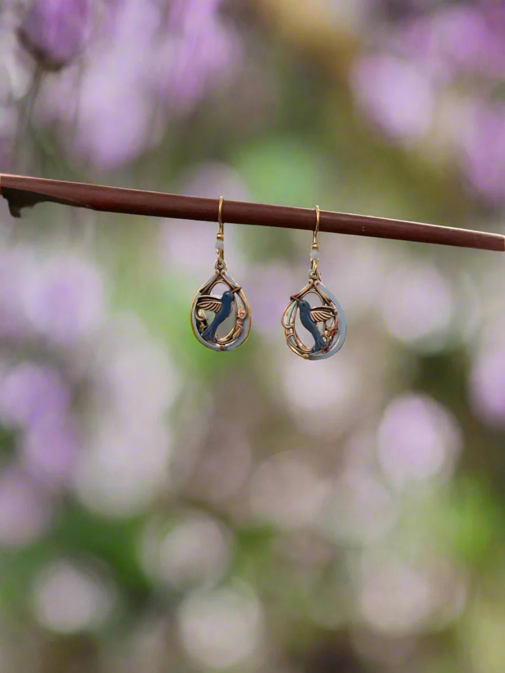 Silver Forest Hummingbird Earrings