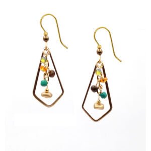 Silver Forest Kite Shaped + Bead Dangle Earrings