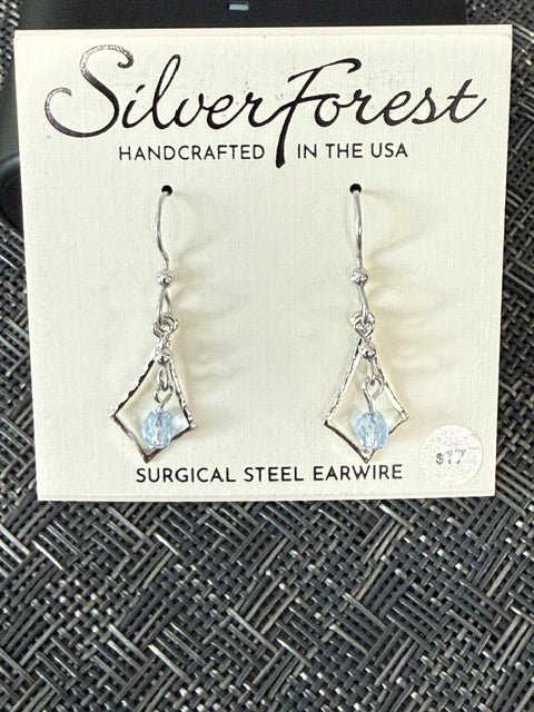 Silver Forest Kite Shaped Earrings with Beads