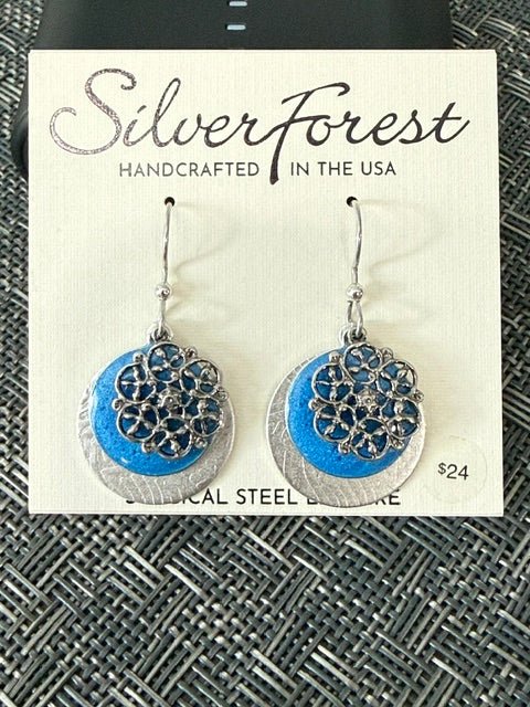 Silver Forest Layered Rounds with Filigree Silver Earrings