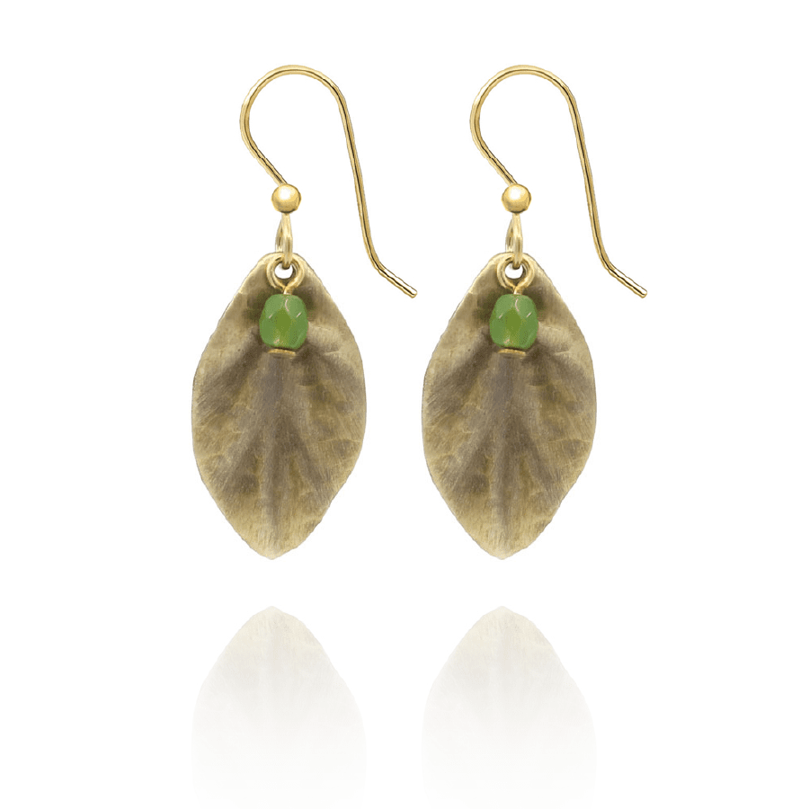 Silver Forest Leaf & Bead Earrings - Juli's Wearable Art