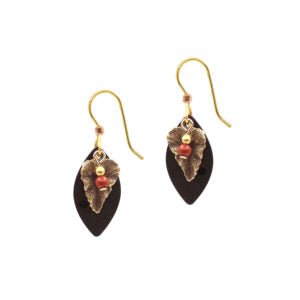 Silver Forest Leaf on a Warm Football Earrings