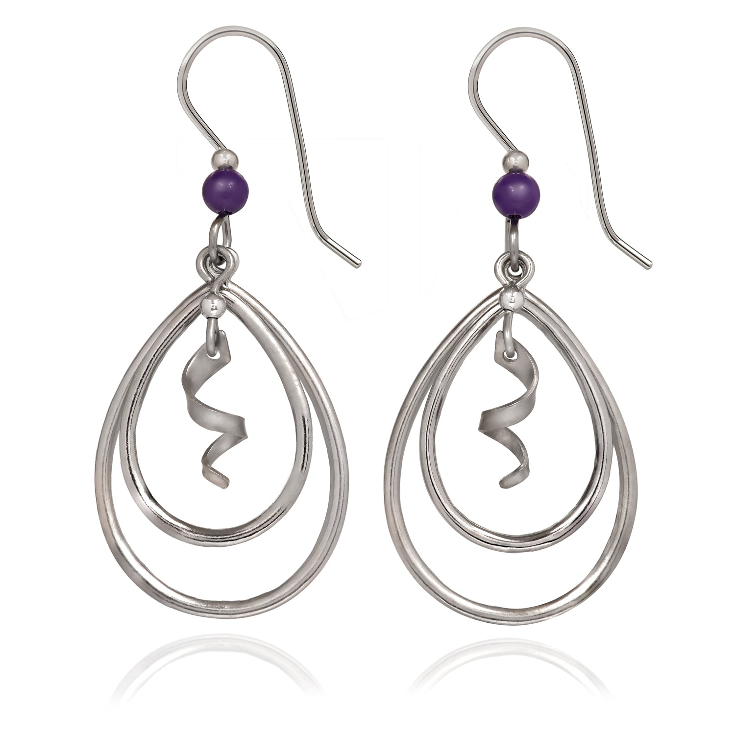 Silver Forest Nested Open Teardrop Earrings - Juli's Wearable Art