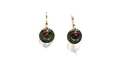 Silver Forest Open Apple on Textured Round Earrings - Juli's Wearable Art