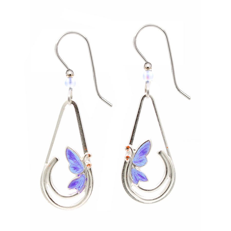 Silver Forest Open Teardrop Butterfly Earrings - Juli's Wearable Art