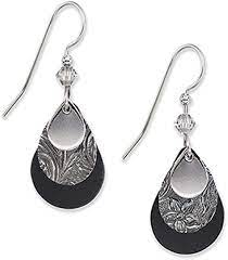 Silver Forest Silver Layered Tear Drop Earrings