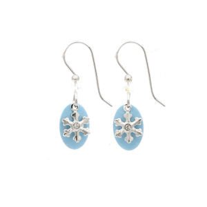 Silver Forest Snowflake Oval Earrings - Juli's Wearable Art